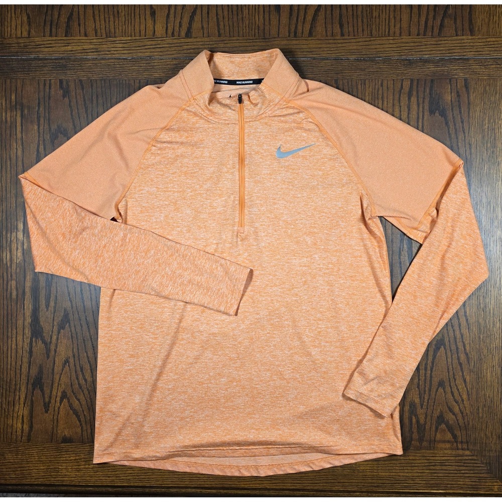 Nike Element Pullover Mens Large Coral Orange 1/2 Zip Performance running